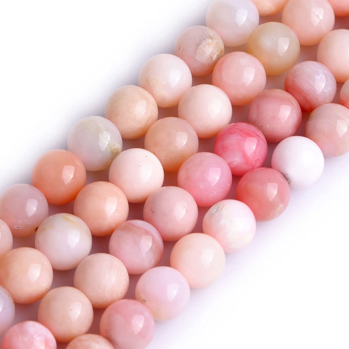 Gem-Inside Natural Multi-Color Pink Opal Stone 8mm 47pcs Round Beads for Jewellery Making Strand 15" Beaded Semi Precious Gemstone DIY Handmade Craft Supplies