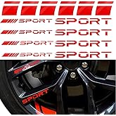 Pincuttee 14pcs Car Decal Stickers,Wheel Rim Decal Sticker,Sport Logo Reflective Stickers,Sport Emblem Car Rear Bumper Sticker,Rear Mirror Decals for All Vehicles(Red,14PCS)