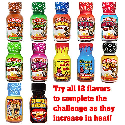 ASS KICKIN' Hot Sauce Challenge Book Of Pleasure & Pain - 12 - 0.75 Ounce Bottles Gift Set - Perfect Premium Gourmet Hot Sauce Gift Set - Try If You Dare! - Thumbnail 2