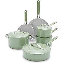 GreenLife 10-Piece Nonstick Ceramic Cookware Set, Lightweight