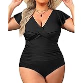Yonique Plus Size One Piece Swimsuits For Women Tummy Control Bathing Suits Full Coverage Swimwear