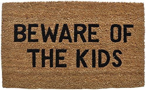 Tildenet Beware Of The Kids Coir Mat, Brown, 75x45x1.5 cm
