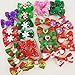 Hixixi 24pcs/12pairs Pet Dog Christmas Samll Hair Bows with Rubber Bands Xmas Cat Puppy Grooming Accessories
