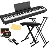 Roland FP-30X 88-Key Digital Piano - Black | Bundle with Adjustable Stand, Bench, Sustain Pedal, Online Lessons, Austin Bazaar Instructional DVD, and Polishing Cloth