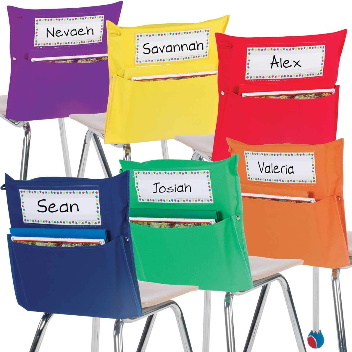 Really Good Stuff Grouping Chair Pockets – Set of 12 - Six Bright Rainbow Colors – Classroom Chair Organizer Keeps Students Organized and Classrooms Neat: Computers & Accessories