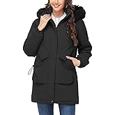 Lamgool Women's Winter Coats Warm Thicken Puffer Jackets Windproof Hooded Parka with Removable Faux Fur Trim Hood