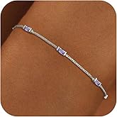 Fezodo Birthstone Bracelets for Women Trendy, Dainty 18K Gold/Silver Plated Diamond Bracelet Non Tarnish Friendship Bracelet Jewelry Gifts for Women Mom Sister Daughter Girlfriend