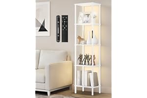 OUTONLIFE 5 Tier Tall Display Shelves with LED Lights, Touch & Remote Control, Dimmable Display Cabinet, Open Bookshelf with 