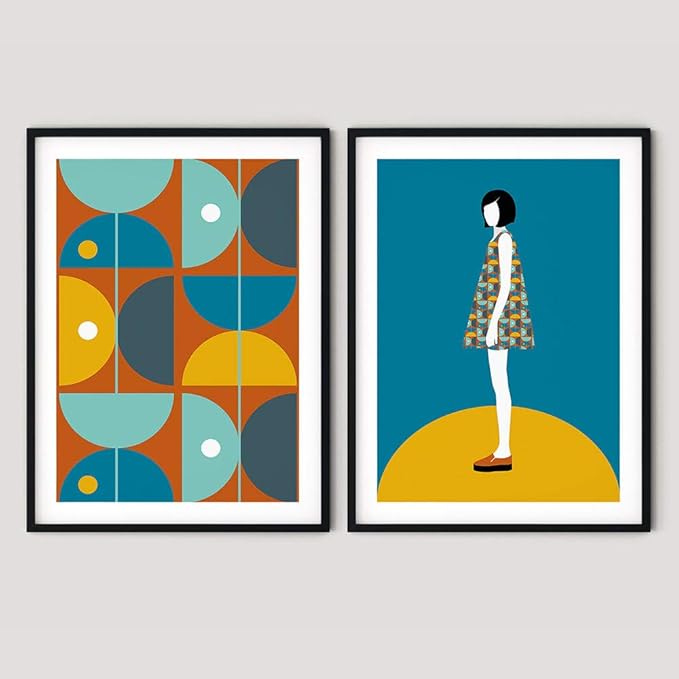 None brand Moderno Abstracto Lindo Cartel de niña Amarillo Estampado