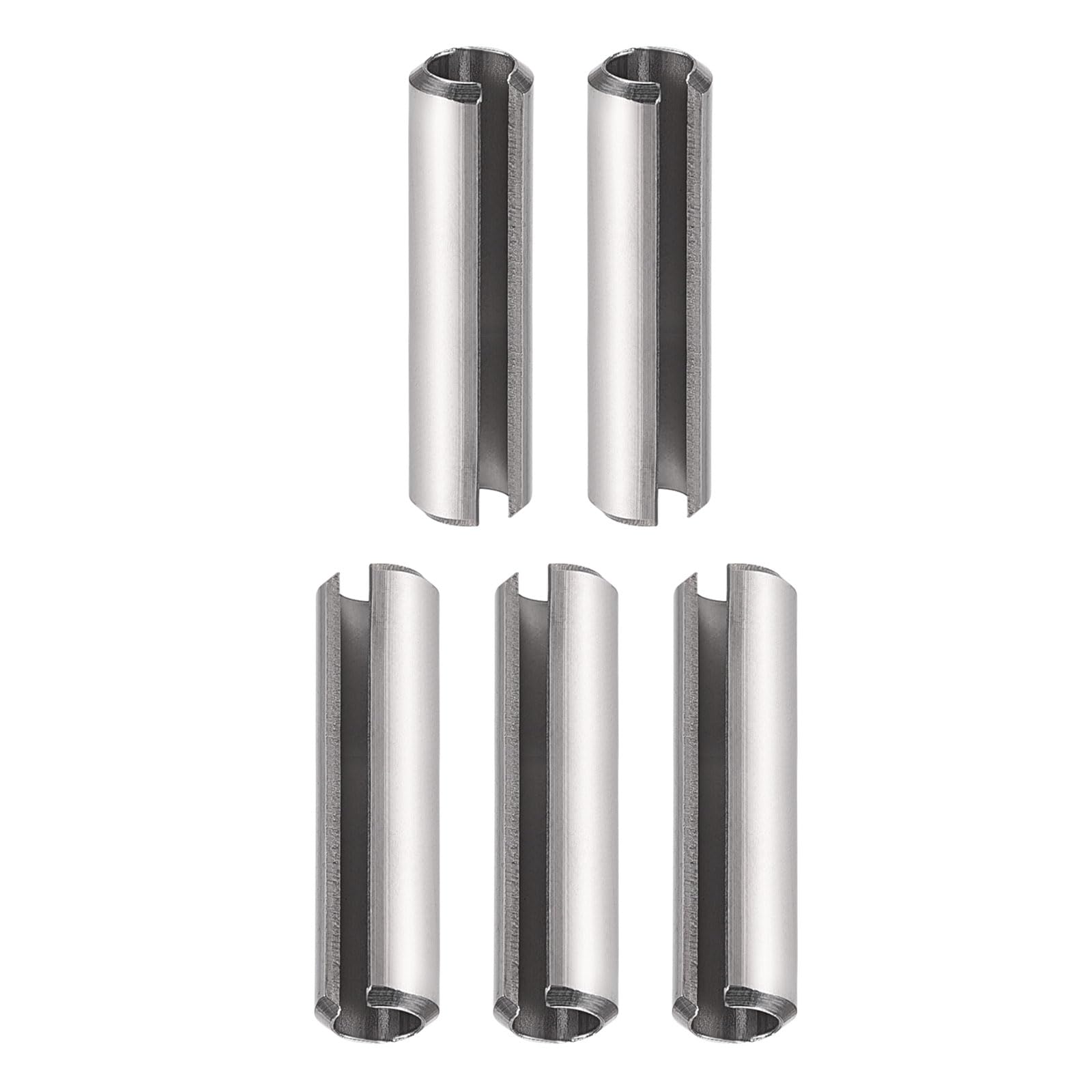 DTGN 6mmx60mm(DxL) Slotted Spring Pin - 5Pack - Good for Home Machine Fastener - 304 Stainless Steel Spring Dowel Tension Roll Pin - Silver