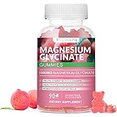 Magnesium Glycinate Gummies 1000mg, High Absorption Sugar Free Magnesium Potassium Supplement for Relaxation, Stress Relief, and Sleep Support for Adults & Kids - 90 Peach Gummies