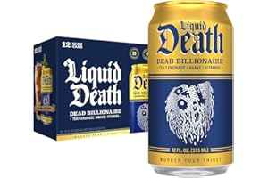 Liquid Death, Dead Billionaire Iced Tea, 12-Pack (12 oz Cans), Half Lemonade Half Black Tea, Low Calorie, No Artificial Sweeteners, B12 & B6 Vitamins