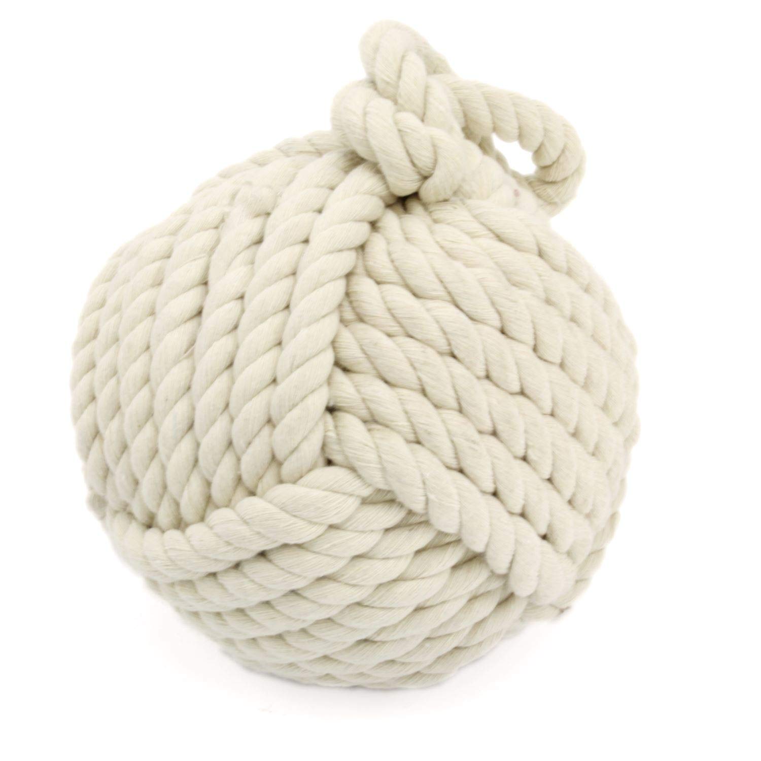 Carousel Home and Gifts Heavy Nautical Knot Rope Doorstop ~ Novelty Door Stop, White Door Stopper Ball