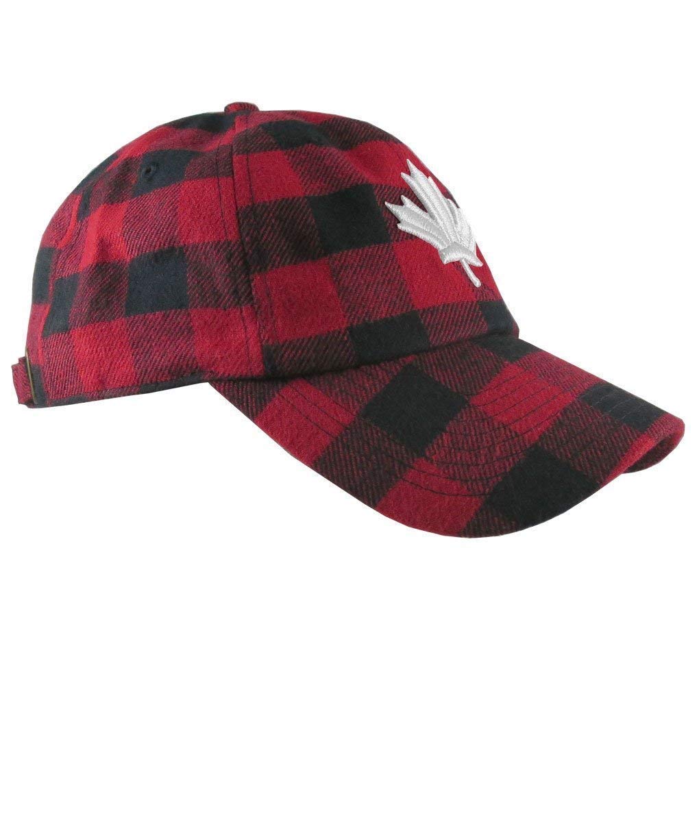 red and black plaid baseball cap