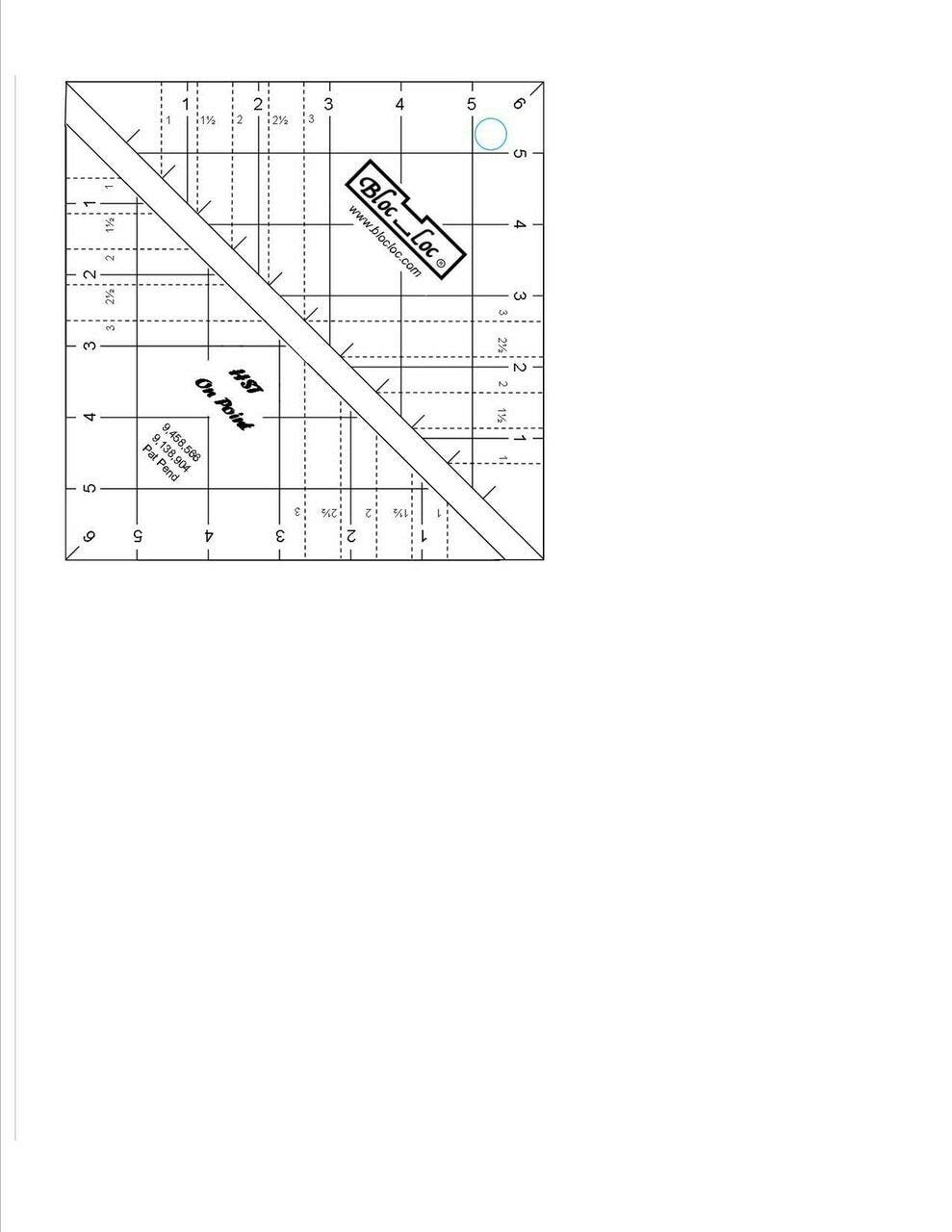 Bloc Loc Half Square Acrylic Triangle Ruler, Hst- 6.5X6.5 Inches (Original Version)