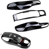 Key Fob Cover Compatible with Porsche Key Shell Key Fob Shell Replacement for Porsche Cayenne Panamera 911 718 Macan Boxster Cayman (Black)