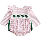 citgeett My First St Patricks Day Baby Girl Outfit Newborn Clover Bubble Romper Onesie St Patricks Spring Outfits Clothes