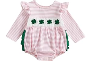 citgeett My First St Patricks Day Baby Girl Outfit Newborn Clover Bubble Romper Onesie St Patricks Spring Outfits Clothes