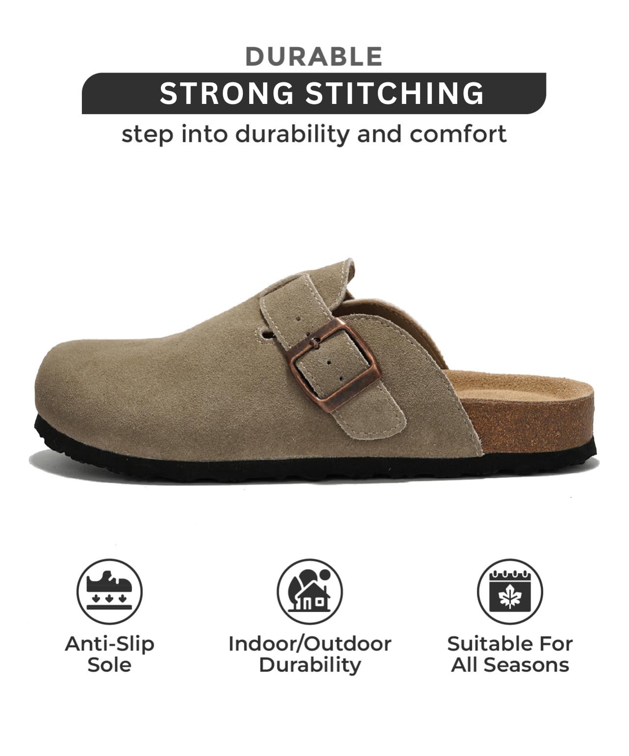 Project Cloud Genuine Leather Footbed Clogs for Women - Memory Foam Arch Support Slippers for Women - Trendy Slip-ons Women's Mules & Clogs Sandals (Benton)