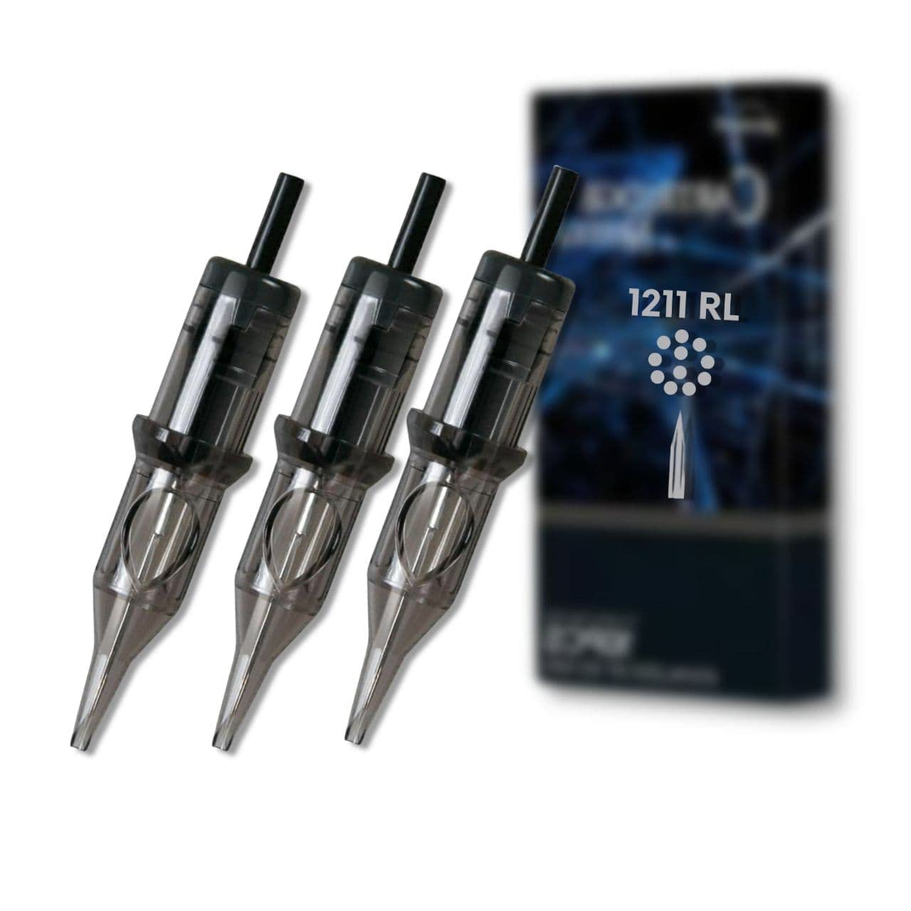 Professional 10Pcs Cartridges Disposable Tattoo Needles 0.35mm for Tattoo Artists Box of 10 Round Magnum and Round Liner (1211RL)