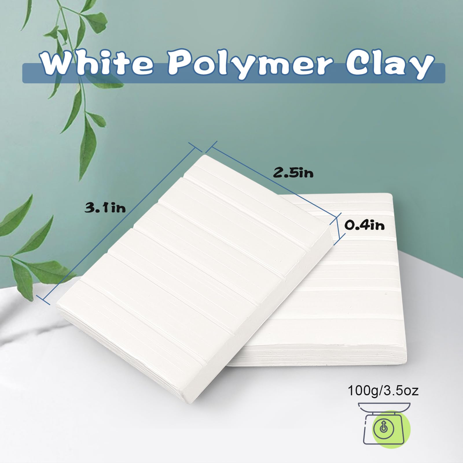 ifergoo Polymer Clay, Oven-Bake Clay, Non Toxic, 3.5 oz. bar, Great for Modeling, Sculpting, Holiday, DIY, Artistic Creation and School Projects. Great for Kids and Beginners (White)