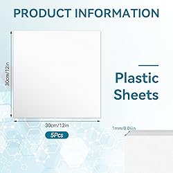 5 Pack White Plastic Sheets 12x12x0.04in Flexible