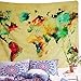 Sunm Boutique Retro Watercolor World Map Tapestry Colorful Map Tapestry Wall Hanging Bedroom Living Room Dorm Home Decor Tapestry(59.1 x 51.2 Inch, Multi)