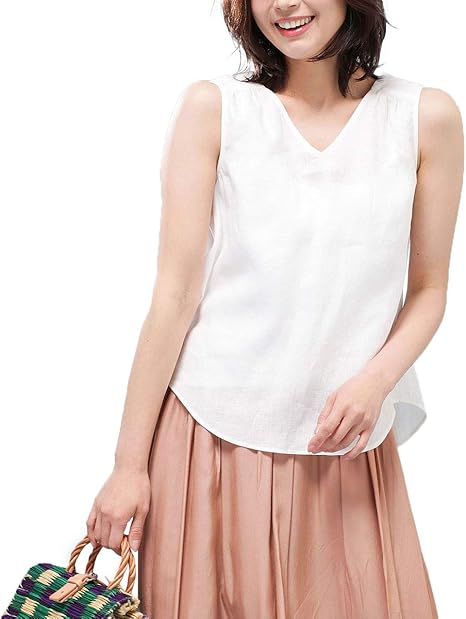 Amazon ナノユニバース フレンチ リネン バックリボン ブラウス レディース シャツ ブラウス 通販