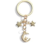 Bling Star Moon Keychain with Rhinestone Charm for Women Dreamy Moon Star Keychains Gift for Keys Phone or Bag