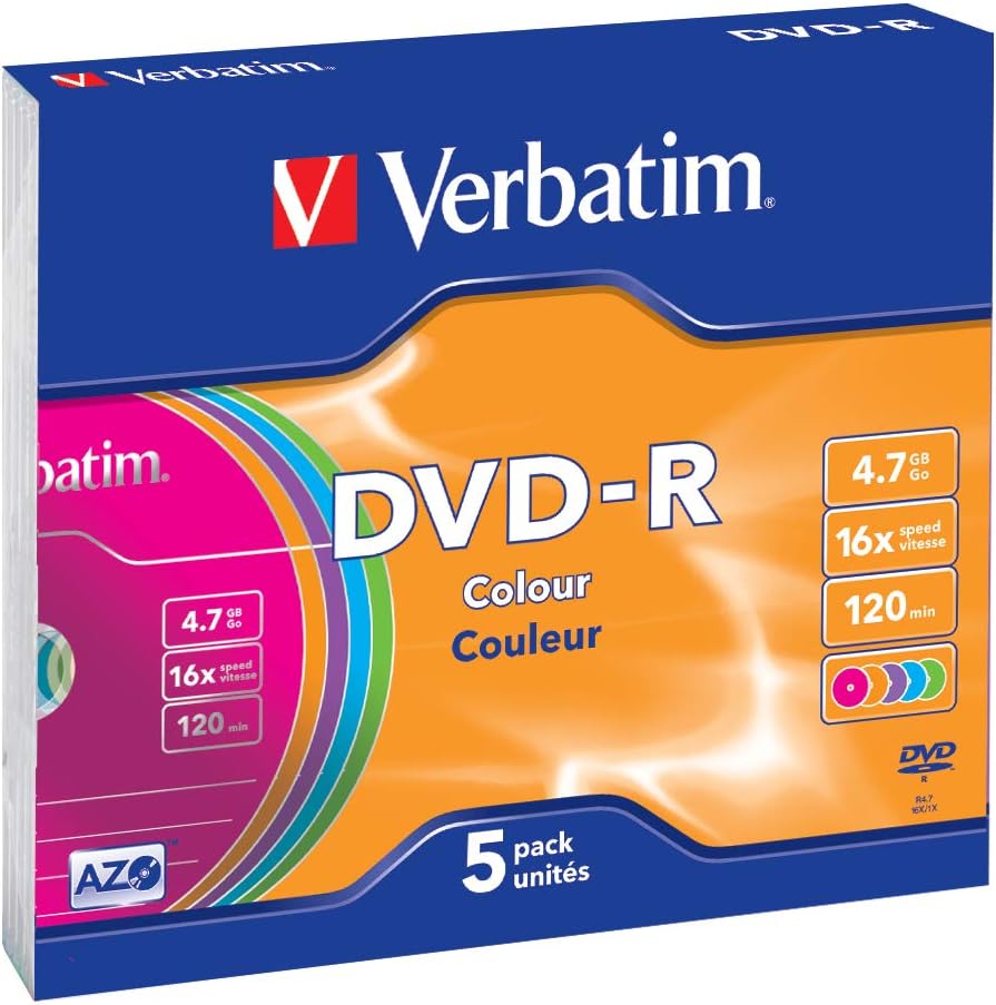 Verbatim 43557 DVD R 16x Non Printable Slim Case Pack Of 5 Amazon co 