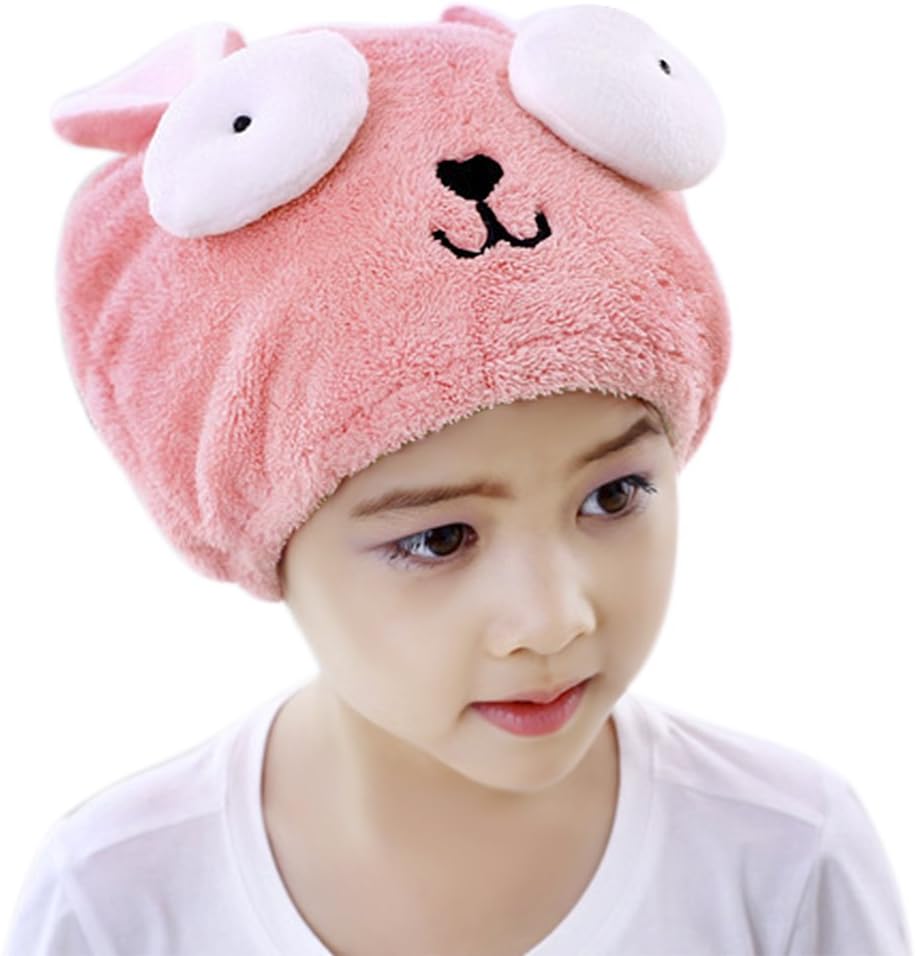 BXT Girls' Hair Towel Microfiber Cute Cartoon Hair Drying Cap Super Absorbent Dry Hair Wrap Towel Embroidery Bathing SPA GYM Swimming Quick Dry Turban Hat