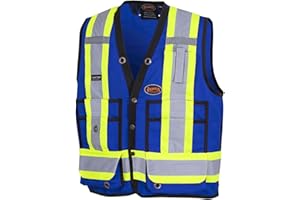Pioneer Hi Vis Surveyor's Safety Vest - Engineer Style - Breathable Mesh & Reflective Tape - 7 Pockets