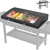 Upgrade Hinged Lid for Blackstone 36" Omnivore Griddle Hood Replacement | 5856 Visualized tempered glass hard cover for blackstone lid 1554 2210 2177 1984 griddle accessory w/thermometer,easy install