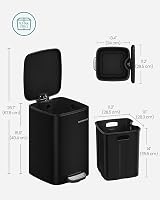 SONGMICS 20 L Steel Pedal Bin with Inner Bucket Soft Close Ink Black LTB592B02 view 8