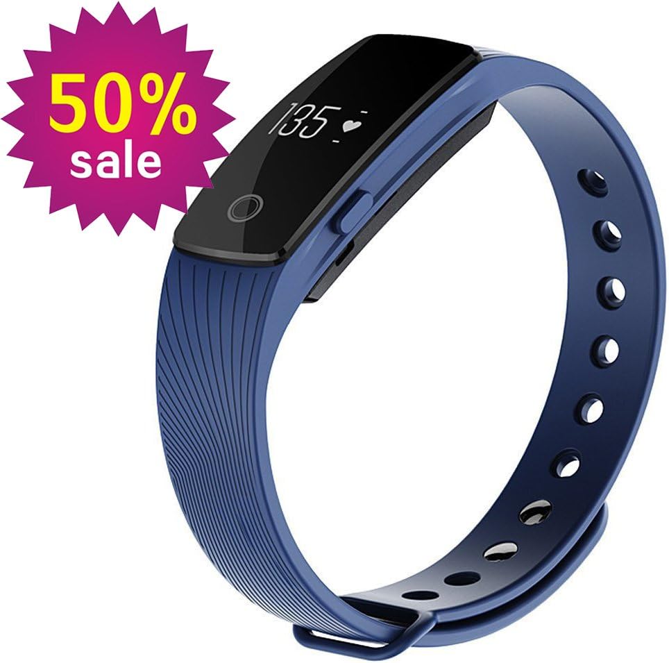 Witmood Smart Bracelet Heart Rate Monitor Smartband Pedometer Sport Fitness Tracker Wristband Watch For iPhone Samsung IOS Android Smart Phones (Blue)