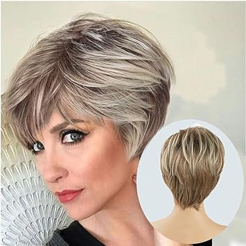Amazon Com Lady Miranda Brown Mixed Blonde Color Short Layer