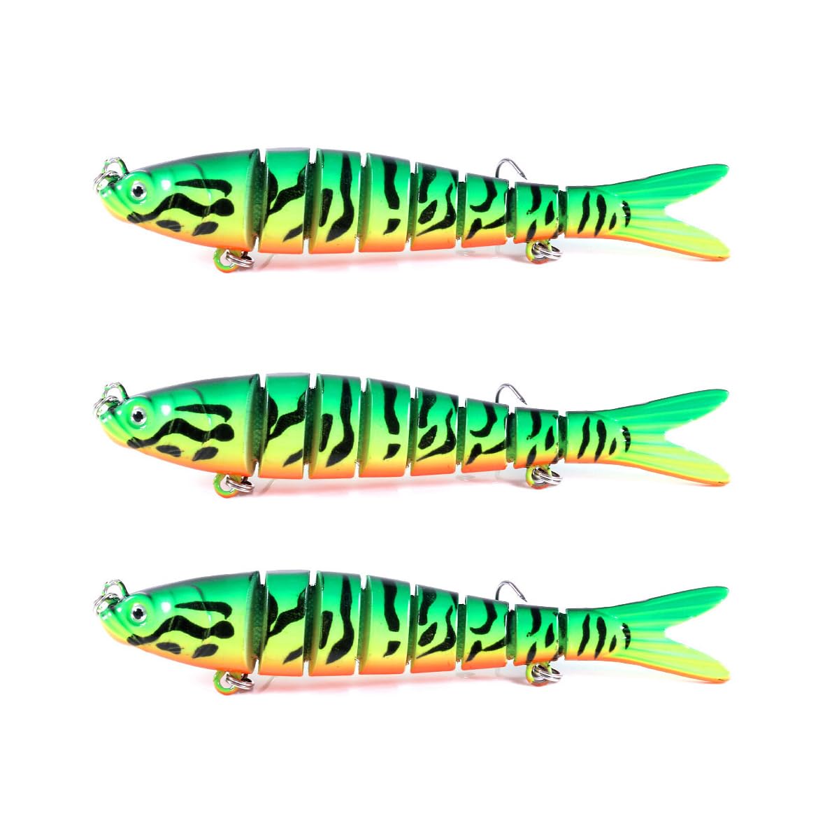 FOLANDO 3pcs Multi Jointed Bass Pike Fishing Lures, Hard Bait Fishing Hooks 7 segments Swimbaits for Freshwater Saltwater Trout Perch 13.7cm27g