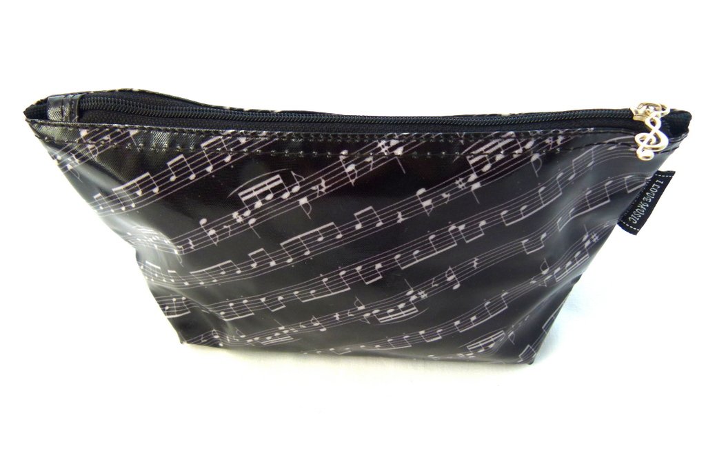 Music Themed Black Music Score Sheet Design Travel/Stationery/Accessories Flat Base Zipper Bag