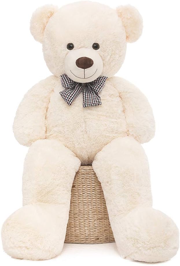 MorisMos 47 inch Giant Teddy Bear Stuffed Animals Plush Cute Soft Toys Teddy Bear for Girl Children Girlfriend Valentine's Day White 1.2M: Toys & Games