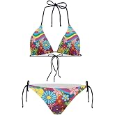 JEOCODY Women's High Waist Halter Bikini Set Two Piece Swimsuits Triangle Bikini Sets