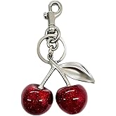 Qiansail Cherry Bag Charm Purse Charms, Cute Cherry Keychain Purse Accessories Gifts for Women Birthday Christmas