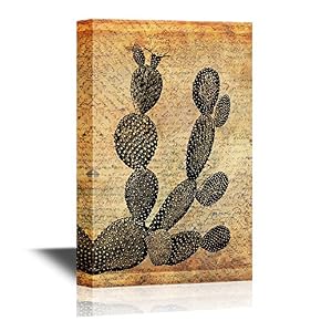 Cactus on Vintage Letter Sheet Background