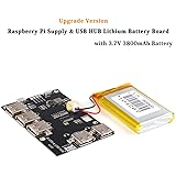 MakerHawk Raspberry Pi Supply y USB HUB Módulo de Fuente de alimentación de hub USB 2.0 de 5 Puertos con batería de Litio de 3800mAh para Raspberry Pi 3 Pi 2 Modelo B Cero o teléfono móvil