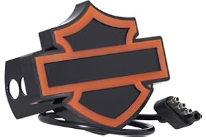 Plasticolor 002319R01 Harley-Davidson Bar & Shield Silhouette Lighted Hitch Plug - Orange/Black