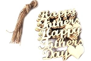 BinaryABC Happy Father's Day Crafts Wooden Embellishments Wood Tags,Father's Day Decorations Supplies,Best Dad Ever Decorations,10Pcs