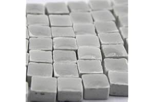 ALEA MOSAIC Glazed Ceramic Tiles for DIY Mosaic Artwork, Handmade Zellige 0.19 Inch, 5 mm, 1000 Pcs Silver Grey, WE01