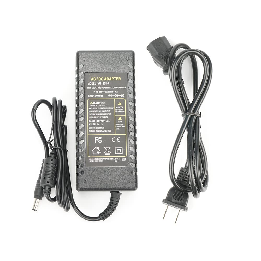 Photo 1 of 12V 8A Power Supply Adapter, AC100-240V to DC12V Converter Transformer with 5.5x2.5mm DC Output Jack for LED Strip Light,Wireless Router,ADSL Cats,Security Cameras