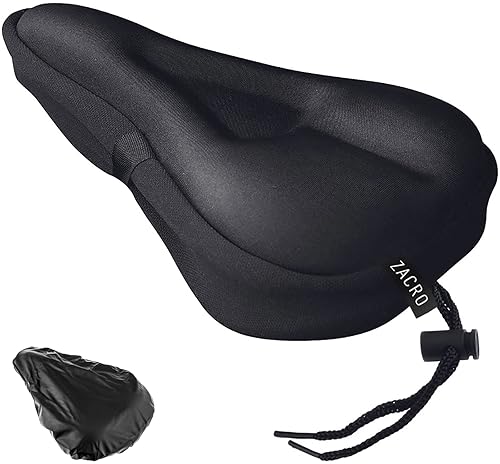 Outdoor Recreation - Zacro Bike Seat Cushion - Gel Padded Cover for Men Women Comfort, Extra Soft Exercise Bicycle Compatible with Peloton, Stationary or Cruiser Seats