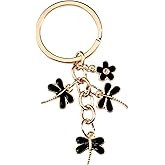 OTETTS Alloy Dragonfly Keychains Gifts for Women Flower Metal Enamel Key Car Purse Bags Charms Inspirational Gift Decor