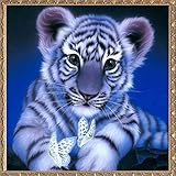 Adarl 5D DIY Diamond Painting Rhinestone Pictures of Crystals Embroidery Kits Arts, Crafts & Sewing Cross Stitch (Baby Tiger with Butterfly)